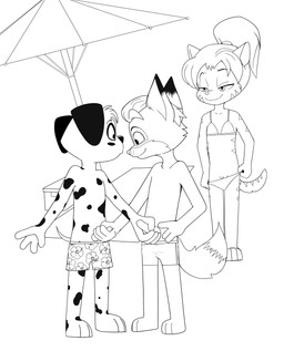 adolescent anthro beach bodily_fluids bottomwear clothing cum erection female genital_fluids genitals group male male/male penis shorts swimming swimming_trunks swimwear trio vulva young kitsune2000 forestdale dallas_burnside_(forestdale) izabell_carroll_(forestdale) kyle_kendricks_(forestdale) canid canine canis domestic_cat domestic_dog felid feline felis fox mammal absurd_res hi_res monochrome