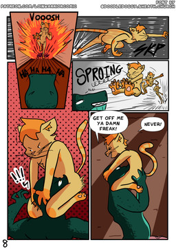 anthro aura balls dialogue duo exclamation_point forced genitals humanoid_genitalia humanoid_penis jumping male male/male oral oral_penetration penetration penis rape running sex sitting_on_shoulders size_difference small_penis speech_bubble text loin_warrior popsicle_(loin_warrior) crocodile crocodilian felid feline mammal reptile scalie absurd_res comic english_text hi_res