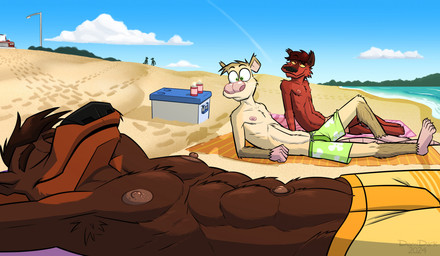 5_toes abs anthro arm_support arm_tuft armpit_hair armpit_tuft athletic athletic_anthro athletic_male backward_arm_support barefoot beach beach_towel belly_tuft bent_leg beverage_can biped black_eyebrows black_nose blue_sky body_hair brown_body brown_eyebrows brown_fur brown_hair calf_tuft car cheek_tuft chest_tuft chin_tuft claws clothed clothing cloud cloudy_sky collarbone cooler ear_tuft elbow_tuft eyebrows eyes_closed facial_tuft feet floating_eyebrows foot_imprint footprint forearm_tuft forearms fur green_clothing green_eyes green_swimming_trunks green_swimwear group hair hairless_feet hairless_hands hairless_tail half-closed_eyes hands_behind_head head_on_arm head_tuft humanoid_feet humanoid_hands humanoid_heel imprint knee_tuft knee_up leg_tuft looking_at_another lounging lying lying_on_towel male mmm_threesome multicolored_body multicolored_fur muscular muscular_anthro muscular_male narrowed_eyes navel nipples on_back on_towel outie_navel outside pecs pink_feet pink_hands pink_nipples pink_nose pink_tail plantigrade pose red_eyes resting rib_lines sand sea shoulder_tuft sitting sky sleeping smile smiling_at_another smirking_at_another sunny swimming_trunks swimwear tail tan_body tan_clothing tan_fur tan_swimwear thick_eyebrows toe_claws toes toony topless topless_anthro topless_male towel trail trio tuft two_tone_body two_tone_fur vehicle water whiskers white_sclera wide_eyed yellow_clothing yellow_sclera yellow_swimming_trunks yellow_swimwear domidark dennis_dobermann dillon_(domidark) domi_(domidark) american_opossum canid canine canis dobermann domestic_dog mammal marsupial pinscher virginia_opossum wolf 2024 colored detailed digital_drawing_(artwork) digital_media_(artwork) hi_res pinup shaded