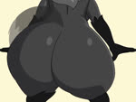 4:3 animated anthro big_breasts big_butt black_body breasts butt canid canine canis female fur grey_body grey_fur huge_butt mammal no_sound rear_view shaking_butt short_playtime solo tail unknown_artist webm wolf