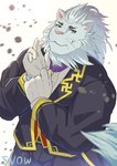 5_fingers anthro clothed clothing fingers fur green_eyes humanoid_hands pink_nose tail tail_tuft tuft white_body white_fur white_tail_tuft 44odosi lifewonders tokyo_afterschool_summoners snow_(tas) felid lion mammal pantherine 2022 absurd_res colored hi_res