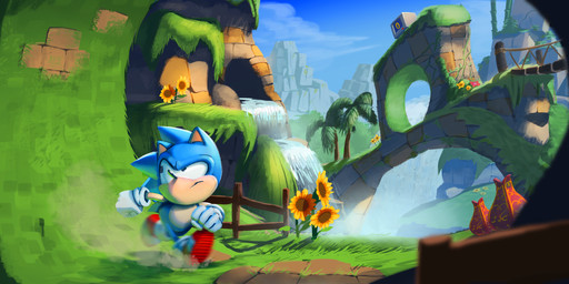 anthro blue_body blue_fur clothing day electronics flower footwear fur gloves handwear male monitor mountain nature nature_background outside plant solo sunflower tree water waterfall residentevilffs classic_sonic_(universe) sega sonic_the_hedgehog_(series) classic_sonic sonic_the_hedgehog eulipotyphlan european_hedgehog hedgehog mammal 2018 absurd_res hi_res