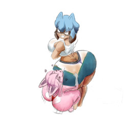 anthro big_breasts big_butt bottomwear bottomwear_aside bottomwear_down breasts butt clothed clothing clothing_aside duo embarrassed female high-angle_view huge_butt huge_hips huge_thighs humping partially_clothed shorts shorts_aside shorts_down smile smiling_at_another thick_thighs thong underwear wide_hips molky brand_new_animal studio_trigger michiru_kagemori nazuna_hiwatashi canid canine fox mammal procyonid raccoon 1:1
