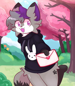 anthro clothing forest heart_symbol holidays hoodie male plant sleepy_nest smile solo topwear tree valentine's_day_card unknown_artist bad_bunny valentine's_day remy_pawz canid canine canis domestic_dog herding_dog mammal pastoral_dog spitz swedish_vallhund welsh_corgi absurd_res hi_res