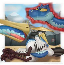 animal_genitalia avian_butt beak beak_fetish beak_play black_body black_feathers blue_scalies blue_sky bodily_fluids claws cloaca cloaca_juice cloaca_juice_string cloacal cloacal_penetration cloacal_vore clothing detailed_background duo feathers feral genital_fluids genitals hat headgear headwear lying male male/male mutual_penetration nude open_beak open_mouth oral outside penetration size_difference sky tail tail_feathers text tongue tongue_in_cloaca vore white_body white_feathers wings yellow_eyes conditional_dnp osterars disney dreamworks kung_fu_panda zootopia gary_de'snake master_crane avian bird black-necked_crane crane_(bird) gruiform grus_(genus) pit_viper reptile scalie snake viper 2026 absurd_res english_text hi_res signature watermark