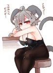 ahoge big_breasts blush breasts clothed clothing female grey_hair hair jewelry legwear leotard pendant red_eyes short_hair solo text tights sabitare touhou nazrin animal_humanoid humanoid mammal mammal_humanoid mouse_humanoid murid murid_humanoid murine murine_humanoid rodent rodent_humanoid hi_res japanese_text translation_request