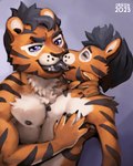 age_difference anthro anthro_on_anthro areola armpit_hair black_body black_fur black_hair black_stripes body_hair duo eyebrows eyes_closed french_kissing fur hair hug intraspecies kissing male male/male neck_grab nipples nude open_mouth open_smile orange_body orange_fur smile striped_body striped_fur stripes teeth tongue tongue_out white_body white_fur obrien_(artist) dave_(obrien) dj_(obrien) felid mammal pantherine tiger 2023 4:5 artist_name digital_media_(artwork) father_(lore) father_and_child_(lore) father_and_son_(lore) incest_(lore) parent_(lore) parent_and_child_(lore) parent_and_son_(lore) son_(lore)