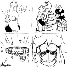 anthro antlers bell bell_collar blush clothed clothing collar collar_tag dialogue duo female female/female heart_symbol horn playdoe deltarune undertale_(series) dess_holiday noelle_holiday deer mammal new_world_deer reindeer 1:1 comic monochrome incest_(lore) sibling_(lore) sister_(lore) sisters_(lore)