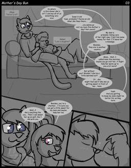 anthro black_border border bottomwear clothing cuddling duo female furniture hoodie kiss_on_lips kissing lying male oversized_clothing shorts sitting smile sofa speech_bubble text topwear sombird domestic_cat felid feline felis lagomorph leporid mammal rabbit tabby_cat comic english_text hi_res