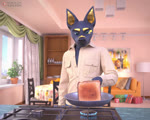 anthro appliance black_body blue_eyes box bread chair clothing container cooking cookware countertop cup curtains fire food frying_pan furniture gift gift_box humor kitchen_utensils lights male picture_frame pillow plate sandwich_(food) shelf shirt skill sofa solo stove table text toast tools topwear window lucyon adastra adastra_(series) echo_project neferu_(adastra) anubian_jackal canid canine canis jackal mammal 3d_(artwork) 3d_animation 5:4 animated digital_media_(artwork) hi_res short_playtime sound subtitled webm