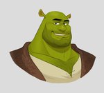 beard body_hair chest_hair clothed clothing facial_hair green_body looking_at_viewer male muscular muscular_humanoid muscular_male not_furry pecs shaved solo polartoons dreamworks shrek_(series) shrek_(character) humanoid ogre hi_res