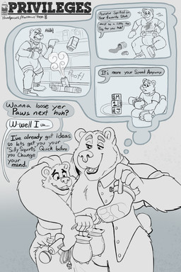 ageplay anthro baby_powder clothing collar dialogue diaper duo hitachi_magic_wand infantilism letter_block male male/male male_anthro onesie paw_mitts public roleplay sex_toy speech_bubble text thought_bubble toy_block vibrator wand_vibrator bottlebear hitachi dennis_(bottlebear) manor_(bottlebear) bear mammal 2022 absurd_res comic digital_drawing_(artwork) digital_media_(artwork) english_text hi_res