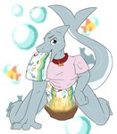 abdl anthro bodily_fluids collar diaper feces genital_fluids kneeling looking_at_viewer male pooping print soiled_diaper soiling soiling_diaper solo unclean_diaper urine used_diaper wet_diaper juneberrysprout steel_(steelshark) fish marine shark