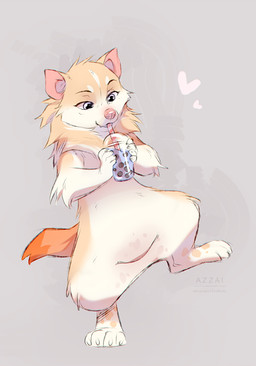 beverage blue_eyes bubble_tea dipstick_tail drinking eyelashes female feral fur grey_background heart_symbol holding_bubble_tea looking_down markings pink_nose simple_background solo tail tail_markings tan_body tan_fur walking yellow_body yellow_fur azzai dasyurid dasyuromorph mammal marsupial tasmanian_devil colored colored_sketch digital_drawing_(artwork) digital_media_(artwork) shaded sketch