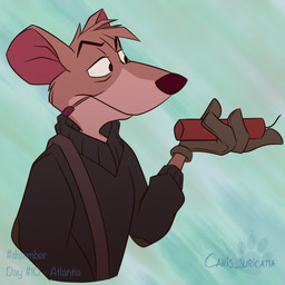 anthro clothed clothing dynamite explosives fur gloves half-closed_eyes handwear holding_dynamite holding_object male match mouth_closed narrowed_eyes object_in_mouth solo text atimon atlantis:_the_lost_empire disney the_great_mouse_detective basil_(disney) vincenzo_santorini mammal mouse murid murine rodent 1:1 2023 half-length_portrait portrait signature
