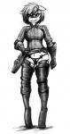 angry anthro armor biped boots breasts clothing eye_bags female footwear gauntlets gloves handwear legwear looking_at_viewer panties shirt shoes solo stockings thigh_highs thong topwear tunic underwear replica_(artist) hasbro my_little_pony fan_character replica_(oc) earth_pony equid equine horse mammal pony hi_res monochrome sketch