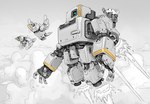 anthro backpack biped clothed clothing cloud dot_eyes flying group humanoid_hands machine outside simple_eyes ryo_yambe avian mammal mouse murid murine robot rodent 2023 hi_res