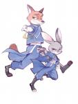 action_pose anthro clothing duo female fur green_eyes grey_body grey_fur gun long_ears looking_at_viewer looking_back male orange_body orange_fur pose purple_eyes ranged_weapon running simple_background size_difference smile smirk uniform weapon white_background blackfoxes_(artist) disney fullmetal_alchemist zootopia judy_hopps nick_wilde riza_hawkeye roy_mustang canid canine fox lagomorph leporid mammal rabbit red_fox true_fox 2016 crossover digital_media_(artwork)