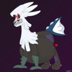 abdominal_bulge ambiguous_gender feral heart_symbol hyper pregnant pregnant_feral purple_background simple_background solo what_has_science_done undyingwolf nintendo pokemon generation_7_pokemon legendary_pokemon pokemon_(species) silvally 1:1 hi_res