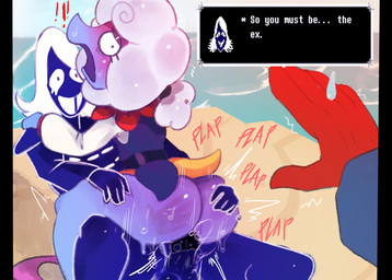 5_fingers balls beach black_eyes black_text_box blue_balls blue_body blue_penis blue_skin blue_sky blush blushing_profusely bodily_fluids body_blush butt butt_blush caught_in_the_act cheating_girlfriend clothing cloud cloud_hair cuckold duo_focus ellipsis erection exclamation_point eyelashes female female_humanoid female_penetrated fingers fluffy fluffy_hair from_front_position genital_fluids genitals glistening glistening_butt glistening_eyelids gloves group hair hand_on_butt hand_print hand_print_on_butt hands_on_another's_shoulders hands_on_shoulders handwear humanoid_genitalia humanoid_on_humanoid humanoid_penis humanoid_vulva male male/female male_humanoid male_penetrating male_penetrating_female motion_blur motion_lines not_furry on_lap onomatopoeia open_mouth penetration penile penile_penetration penis penis_in_vagina pink_blush pink_vulva plap ponytail pupils pussy_juice_bubble red_clothing red_gloves red_handwear red_text sex sitting_on_lap sky small_pupils smile sound_effects spank_marks sweat sweaty_butt text text_box trio vaginal vaginal_fluids vaginal_fluids_on_penis vaginal_penetration vulva white_cloud white_hair white_text meweeze deltarune undertale_(series) elnina_(deltarune) lanino_(deltarune) rouxls_kaard darkner elemental_creature elemental_humanoid humanoid 2025 digital_drawing_(artwork) digital_media_(artwork) english_text hi_res