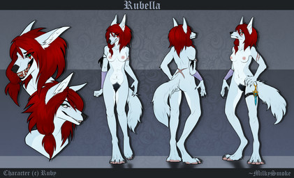 anthro breasts dagger female hairy melee_weapon nipples nude pubes scar simple_background solo turnaround weapon milkysmoke blizzard_entertainment microsoft the_elder_scrolls warcraft rubella_the_worgen canid mammal werecanid werecreature worgen absurd_res hi_res letterbox model_sheet