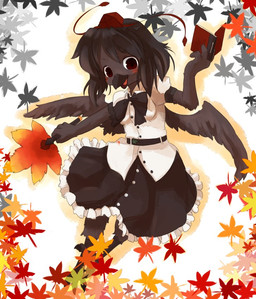 anthro avian_feet black_hair bottomwear clothed clothing female hair hat headgear headwear kemono red_eyes short_hair skirt solo tokin_hat kishibe touhou aya_shameimaru avian 2008