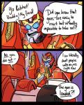 autobot blue_eyes concern dialogue duo exclamation_point happy humor machine male not_furry open_mouth question_mark simple_background smile standing teeth text what schandbringer hasbro takara_tomy transformers ratchet_(transformer) rodimus cybertronian humanoid living_machine comic digital_media_(artwork) english_text hi_res meme