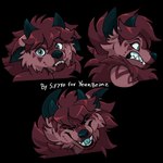 blue_eyes facial_expressions fangs happy horn impressed scared teeth blitzdrachin conditional_dnp remi_(yeenbitez) hybrid hyena mammal 1:1 2023 alpha_channel