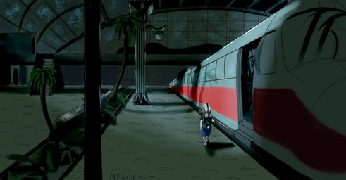 anthro backpack male night solo train vehicle brokeguy21 disney zootopia jack_savage lagomorph leporid mammal rabbit
