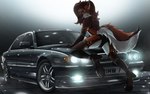 anthro big_tail black_background black_car black_clothing black_footwear black_high_heels car clothed clothing crossdressing femboy footwear hair handwear high_heels male mittens pose shoes simple_background solo tail underwear vehicle inn0rt bmw canid canine fox mammal 16:10 widescreen