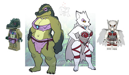 3_toes anthro barefoot big_breasts black_eyes bottomwear breasts cape claws cleavage clothed clothing crop_top curvy_figure dress duo eyelashes facial_piercing feet female finger_claws fur green_body green_scales hand_on_hip hand_on_own_hip hands_on_hips hands_on_own_hips huge_hips huge_thighs loincloth multicolored_body multicolored_scales navel navel_piercing navel_ring nose_piercing nose_ring piercing pupils ring_piercing scales sharp_teeth shirt skimpy slit_pupils snout strapless_clothing strapless_dress teeth text thick_thighs toe_claws toes topwear torn_crop_top torn_loincloth tribal tribal_clothing voluptuous voluptuous_anthro voluptuous_female white_body white_fur wide_hipped_anthro wide_hipped_female wide_hips yellow_sclera aabramsart legends_of_chima lego crooler_(legends_of_chima) windra_(legends_of_chima) canid canine canis crocodile crocodilian mammal reptile scalie wolf 2025 absurd_res artist_name digital_drawing_(artwork) digital_media_(artwork) hi_res reference_image watermark
