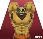 abs anthro armpit_hair body_hair bone clothed clothing ear_piercing ear_ring fur hair handwear horn male muscular muscular_anthro muscular_male nipple_piercing nipple_ring nipples pecs piercing pubes ring_piercing scar simple_background skeleton skull skull_head solo dg254 european_mythology greek_mythology mythology the_legend_of_pipi minotaur_(the_legend_of_pipi) bovid bovine mammal minotaur absurd_res digital_media_(artwork) hi_res