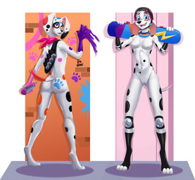 aged_up anthro anthrofied areola armor blush breasts can container duo elbow_pads feet female fingers fur genitals headgear headgear_only helmet helmet_only holding_can holding_container holding_object holding_paint_can holding_skateboard kerchief knee_pads looking_at_viewer markings navel nipples nude open_mouth paint paint_on_butt skateboard smile spots spotted_body spray_can spray_paint standing tail toes vehicle vulva dal101strefan 101_dalmatian_street 101_dalmatians disney da_vinci_(101_dalmatians) dolly_(101_dalmatians) canid canine canis dalmatian domestic_dog mammal digital_media_(artwork) hi_res sibling_(lore) sister_(lore) sisters_(lore)