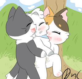 anal anal_penetration anthro anthro_on_anthro anthro_penetrated anthro_penetrating anthro_penetrating_anthro bisexual bisexual_sandwich black_body black_fur blue_kerchief blush blush_lines blush_stickers bodily_fluids brown_markings chibi cloud cum cum_in_ass cum_in_vagina cum_inside cute_fangs dry_vaginal_orgasm ejaculation fangs female female_penetrated fur genital_fluids genitals grass grey_markings group group_sex humanoid_genitalia humanoid_penis kerchief kerchief_only looking_pleasured lucky_pierre male male/female male/male male_penetrated male_penetrating male_penetrating_female male_penetrating_male markings multicolored_body multicolored_fur nude open_mouth orange_markings orgasm outside outside_sex pawpads paws penetrating_while_penetrated penetration penile penile_penetration penis penis_in_ass penis_in_vagina plant sandwich_position sex simultaneous_orgasms sky skyscape tail tail_markings tailtip_(marking) teeth threesome torn_ear tree trio two_tone_body vaginal vaginal_penetration white_body white_fur white_markings young anc love_for_my_cutie abu_(love_for_my_cutie) kiki_(love_for_my_cutie) leo_(love_for_my_cutie) calico_cat domestic_cat felid feline felis mammal signature