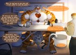 boss dialogue machine male milking_machine muscular office role_reversal size_difference small_dom_big_sub entitropy assistant oscar_pandesal_(entitropy) felid feline mammal pantherine tiger absurd_res hi_res