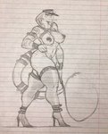 anthro clothing dominant dominatrix female footwear forked_tongue high_heels leather nipples shoes solo tattoo tongue tongue_out tramp_stamp whip grape_shifter reptile scalie snake