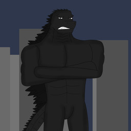 angry anthro barazoku male muscular muscular_anthro muscular_male pecs unknown_artist godzilla_(series) monsterverse toho godzilla godzilla_(2014) kaiju monster reptile scalie hi_res