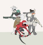 anthro female group machine male weapon dibillboard apex_legends electronic_arts respawn_entertainment revenant_(apex_legends) bovid bovine canid canine canis cattle mammal robot wolf hi_res sketch