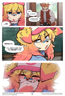 clothing dialogue female male male/female school text breedypupper conditional_dnp blue_(breedypupper) tyler_(breedypupper) canid canine mammal absurd_res comic english_text hi_res url