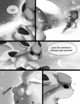 angry black_and_white comic dialogue duo_focus eeveelution english_text female feral generation_4_pokemon glaceon greyscale group happiny hi_res ice_beam male monochrome nintendo outside pokemon pokemon_(species) quadruped snow tail tderek99 text weavile winter