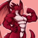 5_fingers anthro fingers horn male membrane_(anatomy) membranous_wings muscular muscular_anthro muscular_male nude red_body smile smirk solo tail wings waddledox amagi_brilliant_park mythology rubrum dragon mythological_creature mythological_scalie scalie 1:1 hi_res