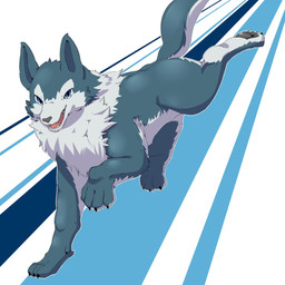 blue_eyes feral looking_at_viewer male open_mouth smile solo tail okunawa canid canine canis domestic_dog mammal 1:1 2015 hi_res