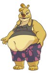 3_toes antennae_(anatomy) anthro anthrofied belly_overhang biped bottomwear brown_nose buckteeth bulge chest_tuft clothing dipstick_antennae feet fur looking_at_viewer male multicolored_antennae obese obese_anthro obese_male overweight overweight_anthro overweight_male purple_tongue shirt shorts simple_background solo standing tank_top teeth toes tongue topwear tuft white_background yellow_body yellow_fur maxpany disney lilo_and_stitch reuben_(lilo_and_stitch) alien experiment_(lilo_and_stitch) 2022