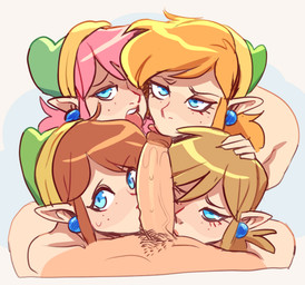 blue_eyes brown_hair collaborative collaborative_fellatio collaborative_oral collaborative_sex ear_piercing fellatio first_person_view genitals group hair human_on_humanoid humanoid_pointy_ears interspecies looking_at_viewer male male/male male_pov not_furry open_mouth oral orange_hair penile penis piercing pink_hair pointy_ears pubes sex tan_hair tongue tongue_out brellom nintendo the_legend_of_zelda link human humanoid hylian mammal 2024 hi_res