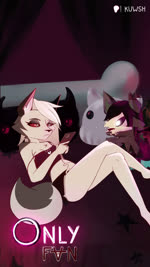 9:16 animated anthro athletic_wear beverage beverage_bottle bone bored bottomwear canid canid_demon canine clothed clothing cover cover_art cover_page demon duo electronics eyeliner female fur grey_hair gym_bottomwear gym_shorts hair hellhound helluva_boss hi_res holding_object holding_phone inner_ear_fluff kuwsh long_hair looking_at_object looking_at_phone looking_down loona_(helluva_boss) lurking makeup malo mammal multicolored_body multicolored_fur mythological_canine mythological_creature mythology no_sound partially_clothed pawpads phone pillow red_eyes robe scp-1471 scp_foundation short_playtime shorts silly silly_face skull skull_head sleeping tuft unaware webm
