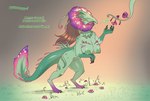 after_transformation anthro areola big_breasts biped bodily_fluids breasts brown_hair claws dialogue digitigrade drooling eyeless feathers female flower gloves_(marking) grass green_body hair leg_markings markings nipples non-mammal_breasts non-mammal_nipples nude petals plant purple_markings saliva socks_(marking) solo standing tail tail_feathers text vines strawberrytfs agnes_(rinrinn) plant_monster 2019 artist_name colored english_text shaded