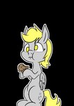 blonde_hair colored_pupils cross-eyed eating female feral food fur grey_body grey_fur hair happy muffin phone_drawing simple_background sitting solo transparent_background wings happy_harvey friendship_is_magic hasbro my_little_pony mythology derpy_hooves_(mlp) equid equine horse mammal mythological_creature mythological_equine pegasus pony alpha_channel hi_res