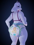 anthro blurred_background blush breasts butt clean_diaper clothed clothing diaper diaper_fetish diaper_only female fur gesture hand_on_hip horn little_kings_(diaper) looking_at_diaper looking_back looking_down smile solo standing suggestive suggestive_gesture topless wearing_diaper wetness_indicator white_body white_fur hodgepodgedl dogzeela_(modeler) abuniverse little_kings undertale undertale_(series) toriel boss_monster_(undertale) bovid caprine goat mammal monster 3d_(artwork) digital_media_(artwork) hi_res