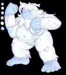 barefoot belly big_breasts blank_expression breasts feet female fur genitals navel nude pussy slightly_chubby slightly_chubby_female solo teeth_showing white_body white_fur khrunkisillegal spelunky spelunky_2 yeti_queen_(spelunky_2) humanoid yeti alpha_channel hi_res