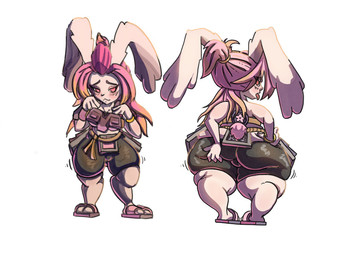 anthro big_butt blush butt clothing female footwear fur hair huge_butt pink_hair red_eyes shoes solo tail thick_thighs tongue tongue_out white_body white_fur wide_hips funkychunky77 gunfire_reborn tao_(gunfire_reborn) lagomorph leporid mammal rabbit